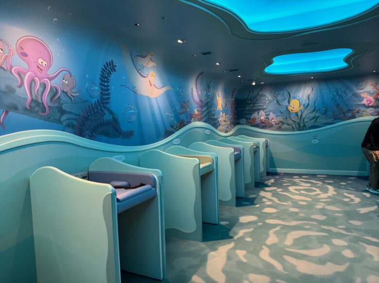 Diaper changing room in Mermaid Lagoon Baby Care Room