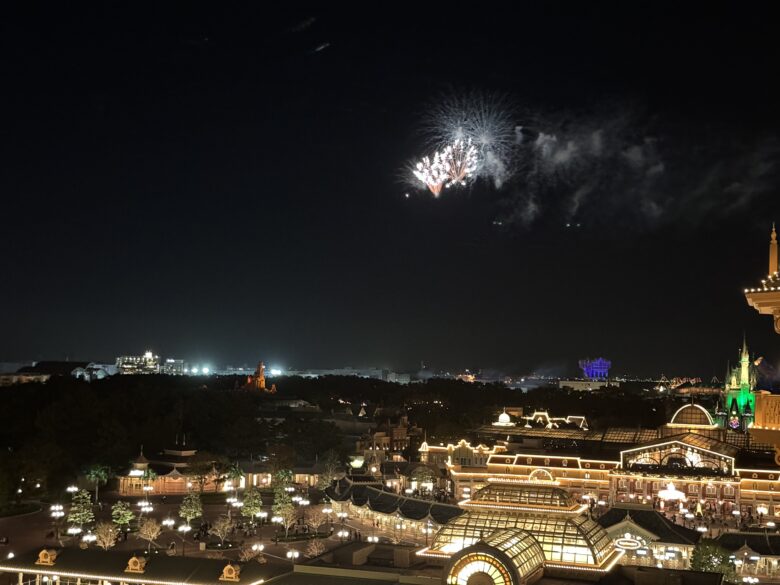 fireworks from Tokyo Disneyland hotel room