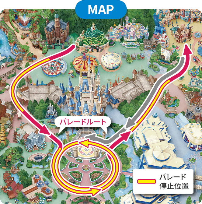 Tokyo Disneyland parade route 
Quacky Celebration★Donald the Legend!