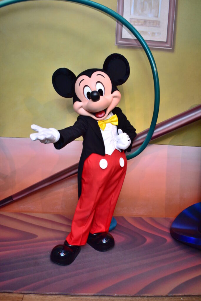 Tokyo Disneyland character greeting Mickey's House and Meet Mickey tailcoat
