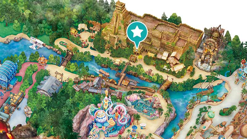 Tokyo Disneysea attraction Indiana Jones® Adventures: The Palace of the Crystal Skull access map