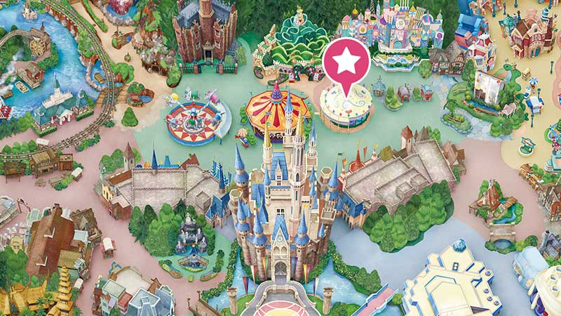 Tokyo Disneyland attraction alice's tea party access map