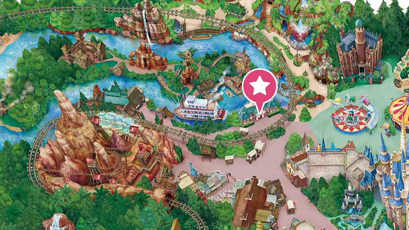 Tokyo Disneyland attraction Mark Twain Rivarboat access map